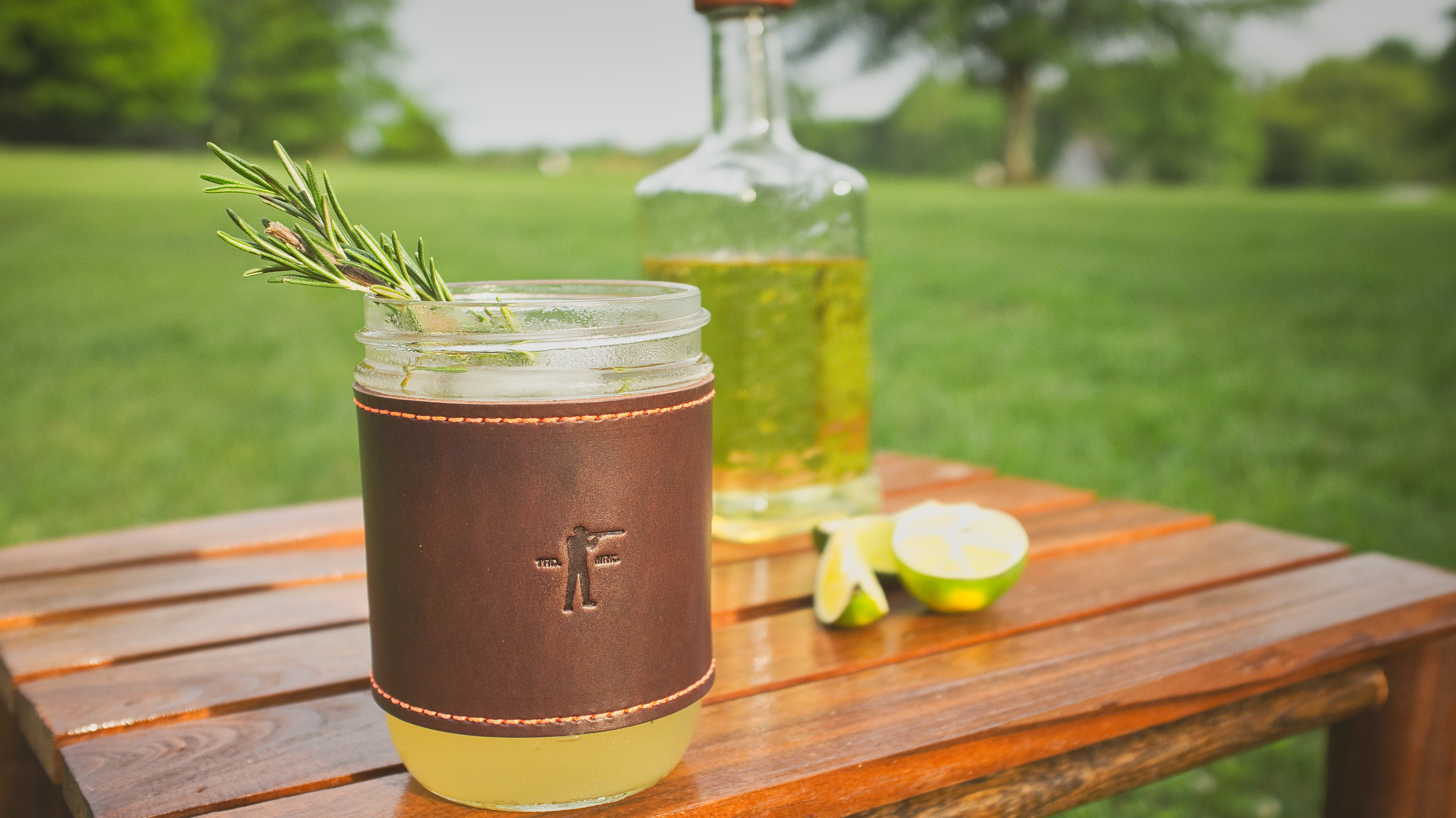 Golden Age Supply X Ball and Buck Leather Mason Jar Sleeve