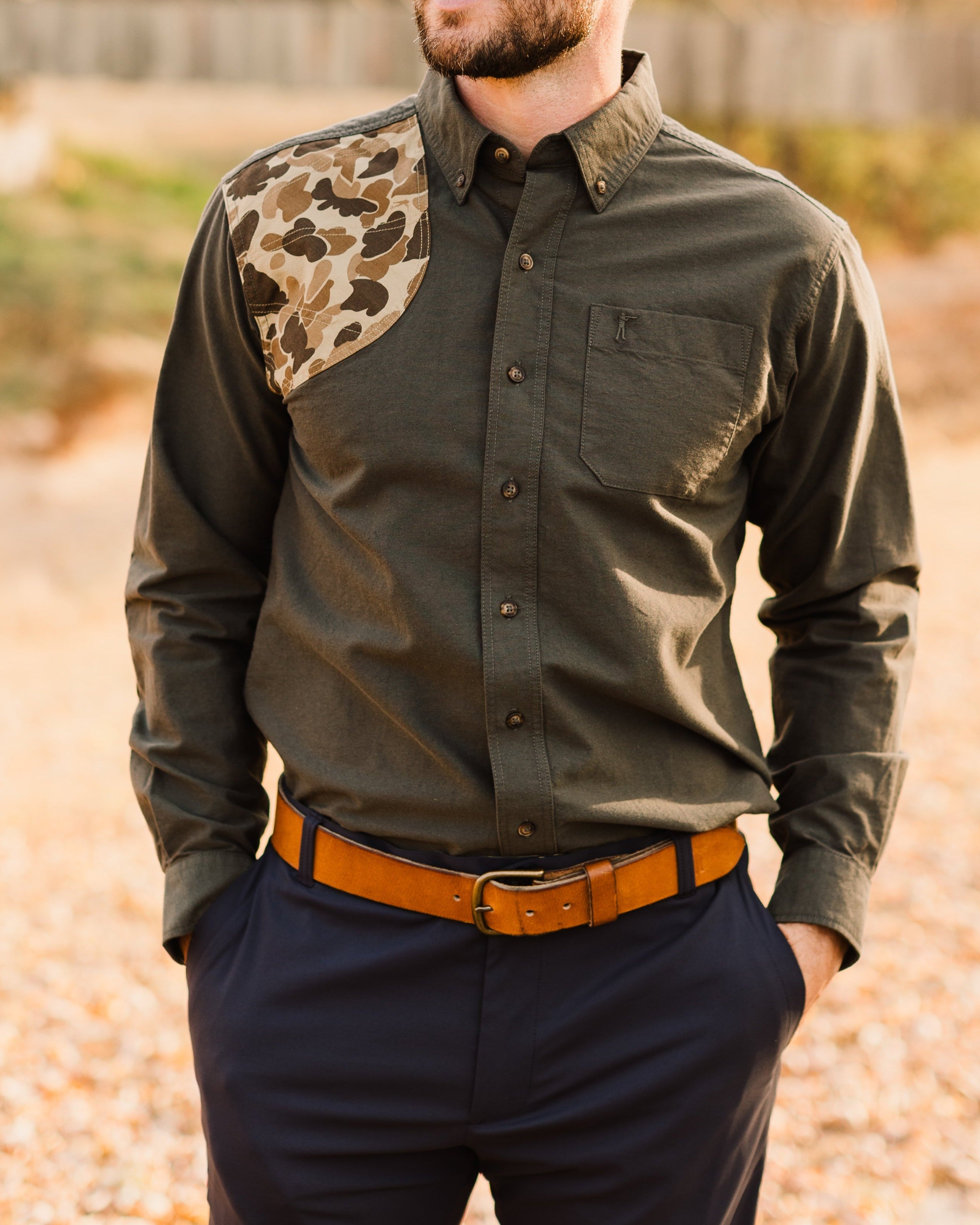 Sportsmans Shirt - Moss Oxford/Original Camo