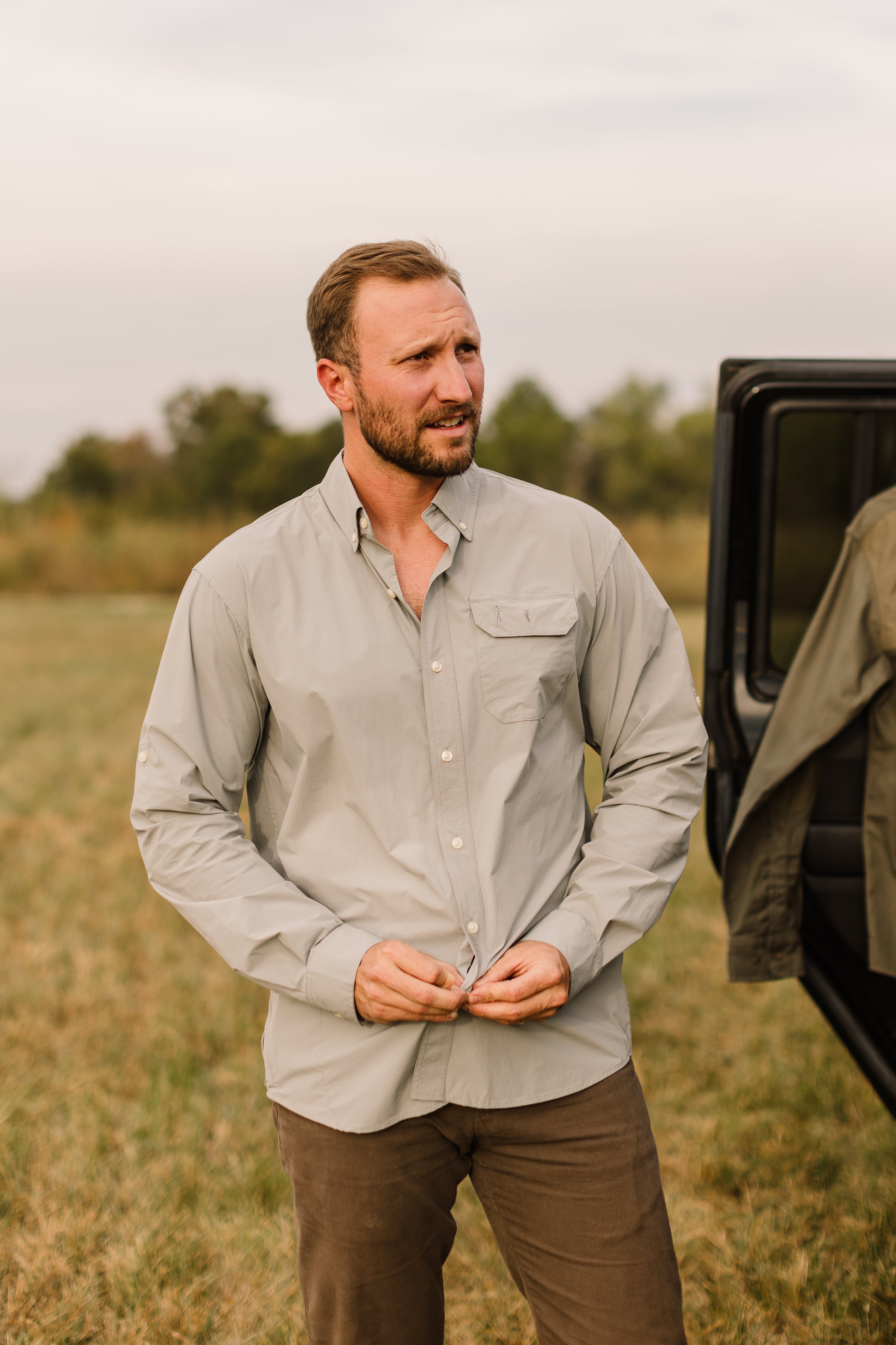 Man in active shirt and heritage pants