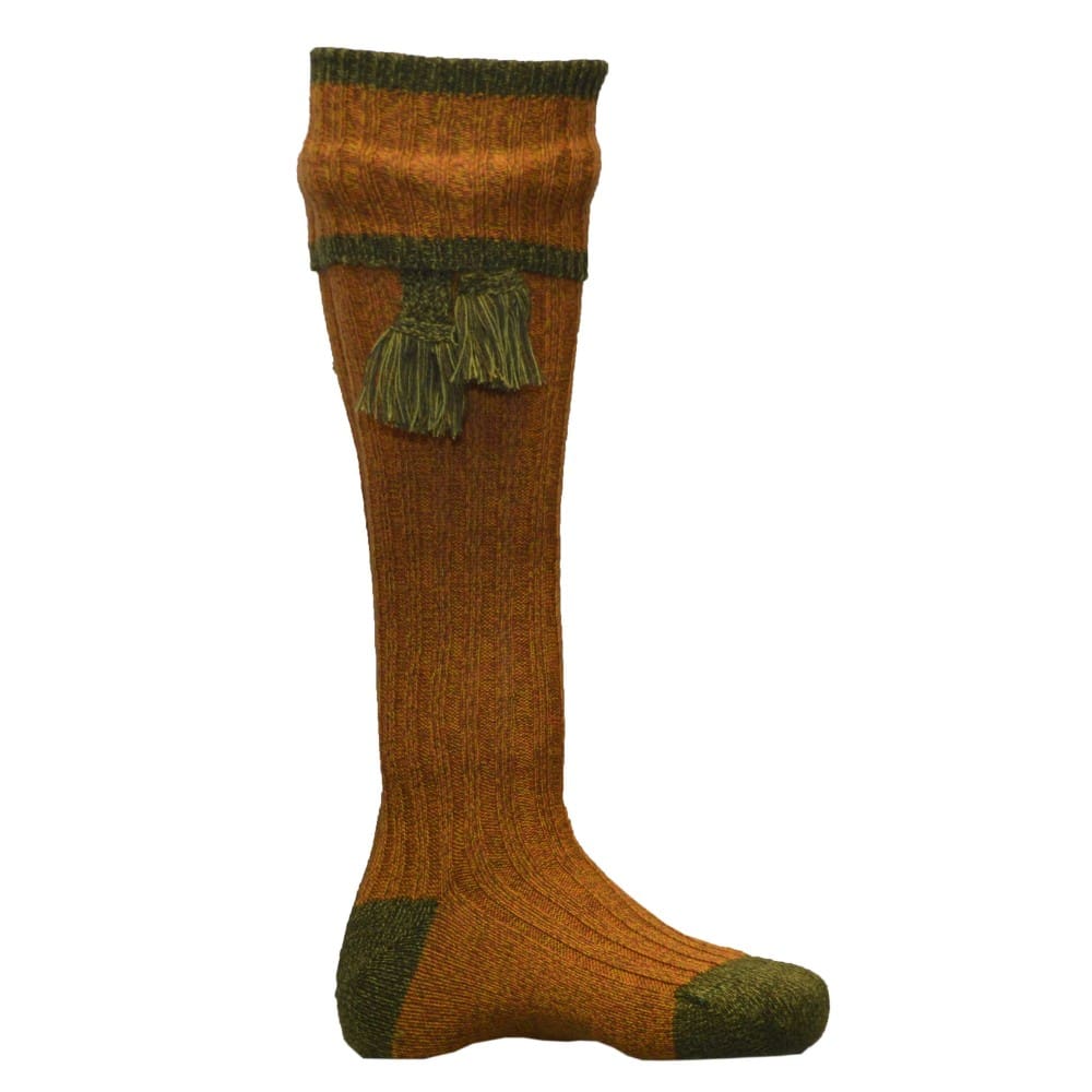 Merino Wool Kyle Shooting Socks in Wildbroom/Scotspine, detail
