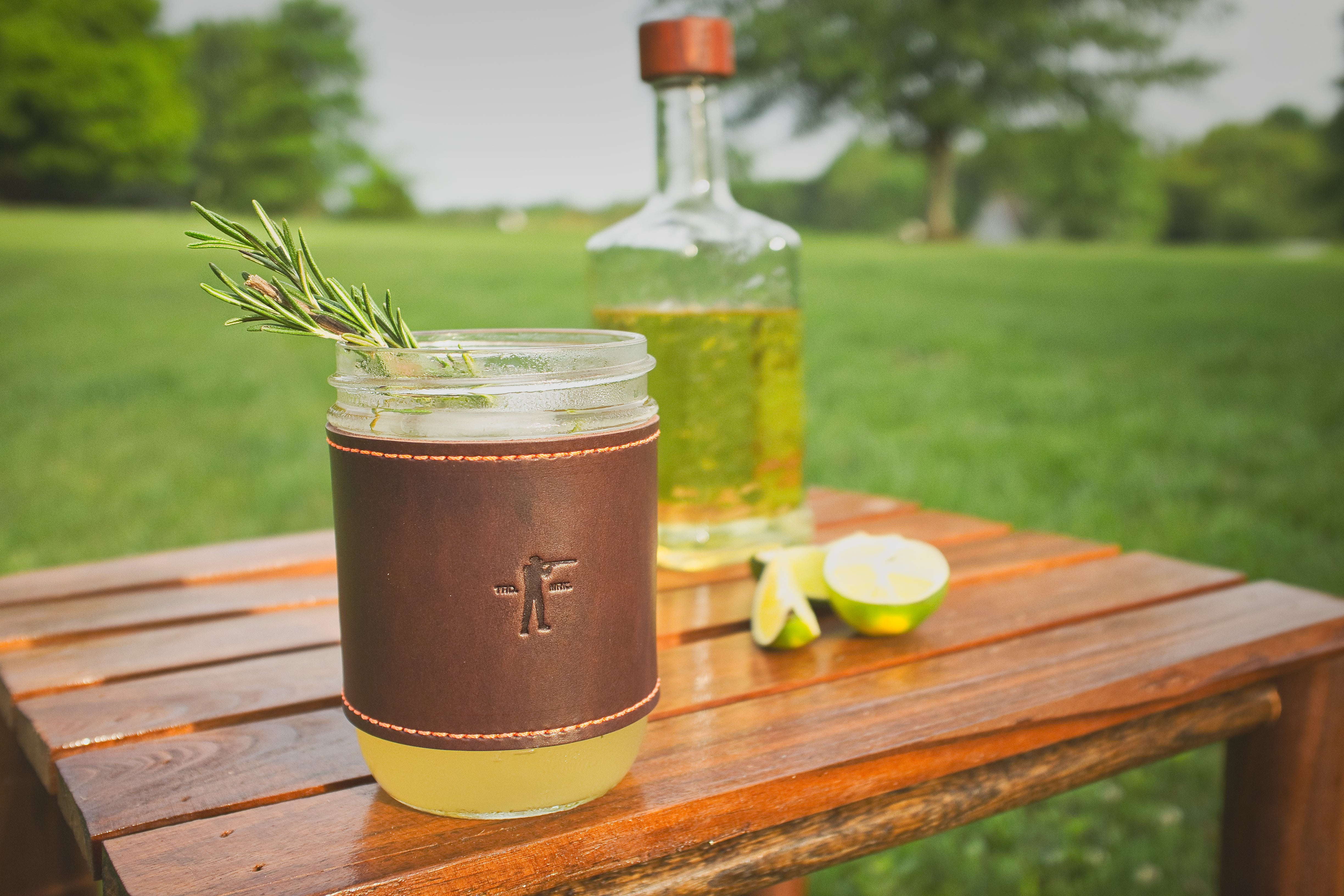 Golden Age Supply X Ball and Buck Leather Mason Jar Sleeve