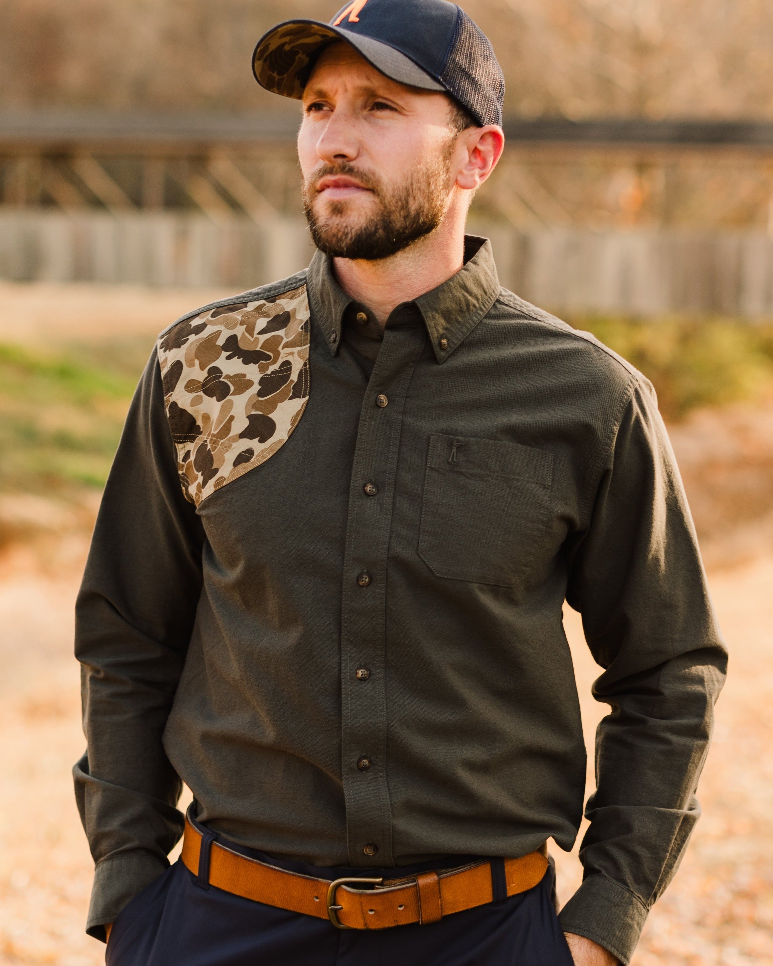 Sportsmans Shirt - Moss Oxford/Original Camo – Ball and Buck