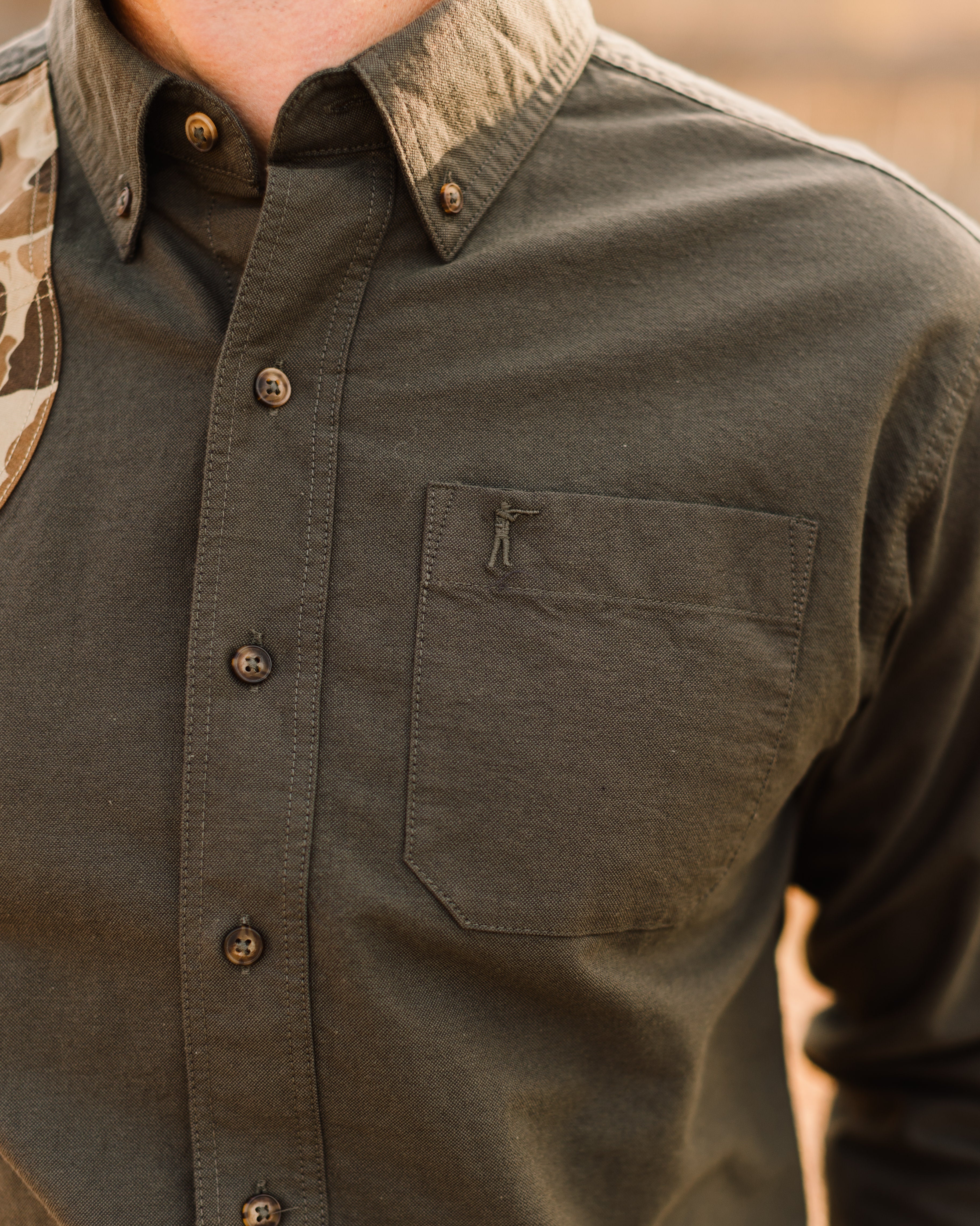 Sportsmans Shirt - Moss Oxford/Original Camo – Ball and Buck